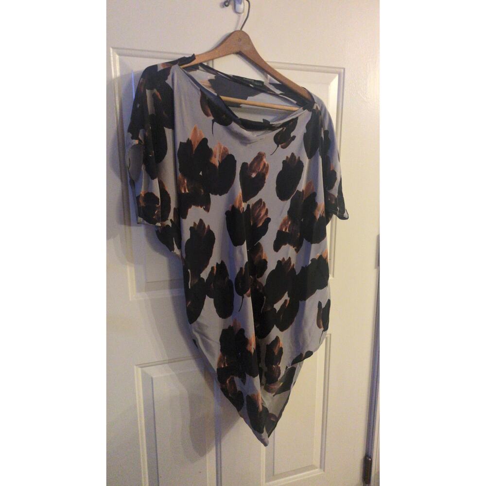 All Saints Asymmetrical Abstract Floral SILK Wrap Size 8 Art to Wear ITALY, Rare